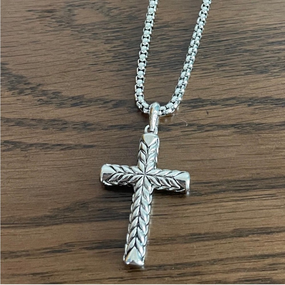 David Yurman Silver and Black Cross Necklace